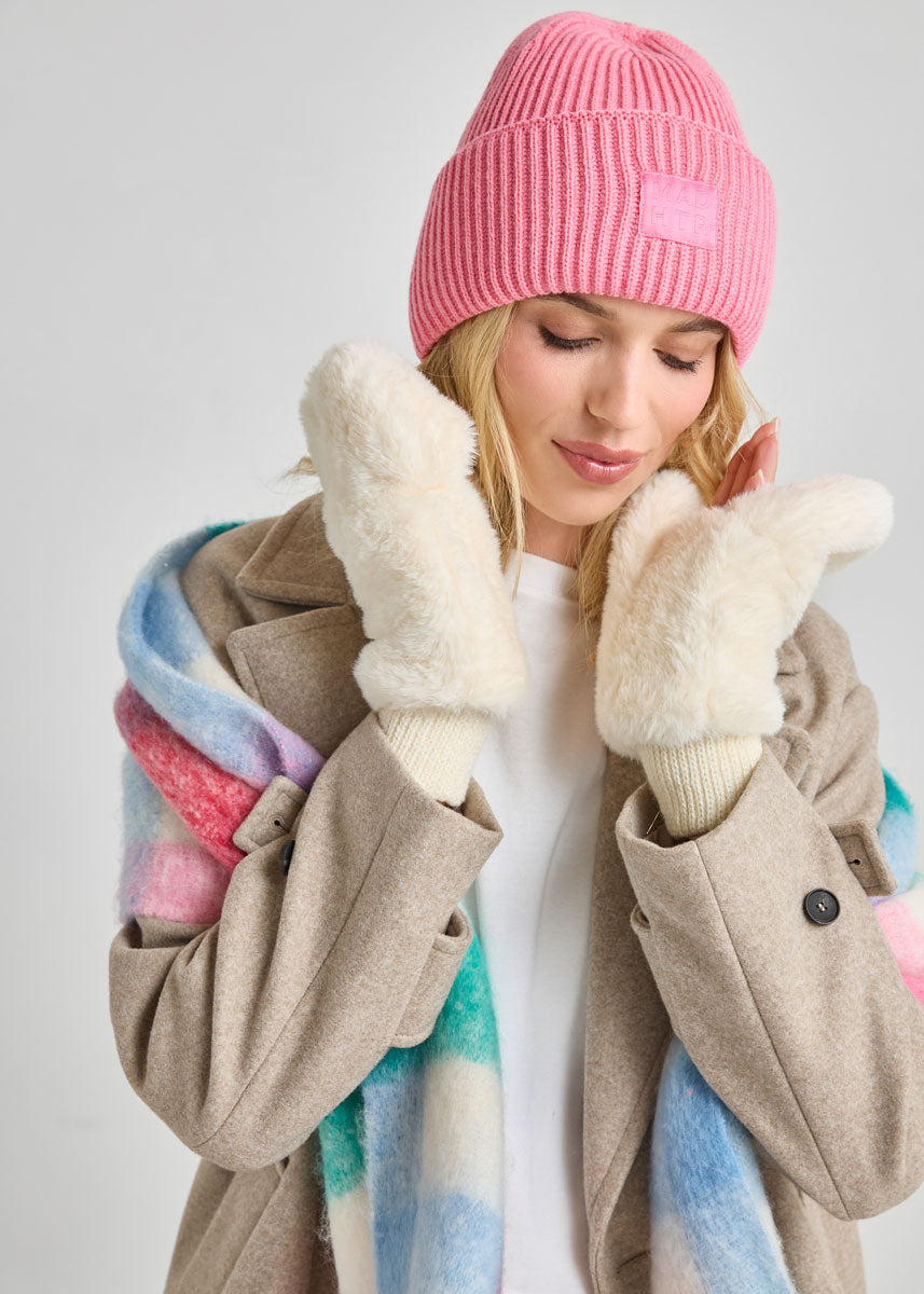 Adult Mad Hatter Ribbed Knit Beanie - Sachet Pink