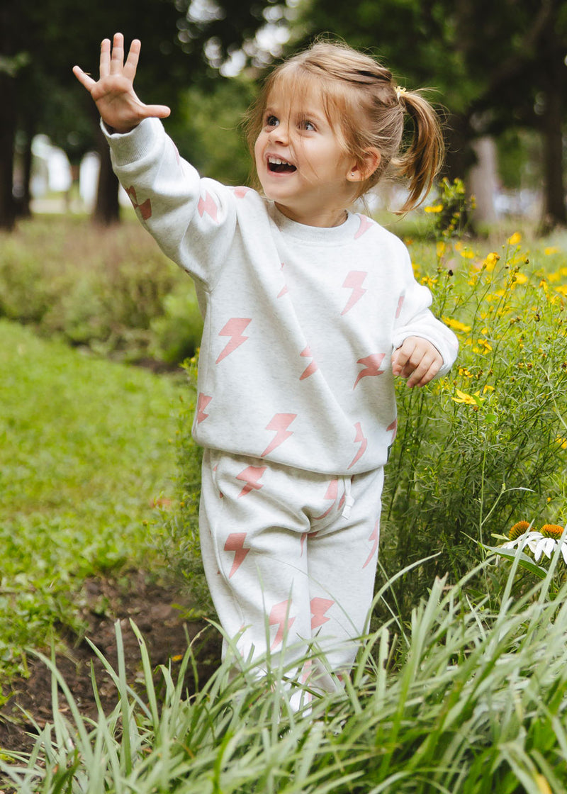 Lightning Bolt Sweatsuit Set - Pink