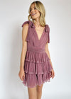 Anna Tiered Mini Dress - Dusty Purple