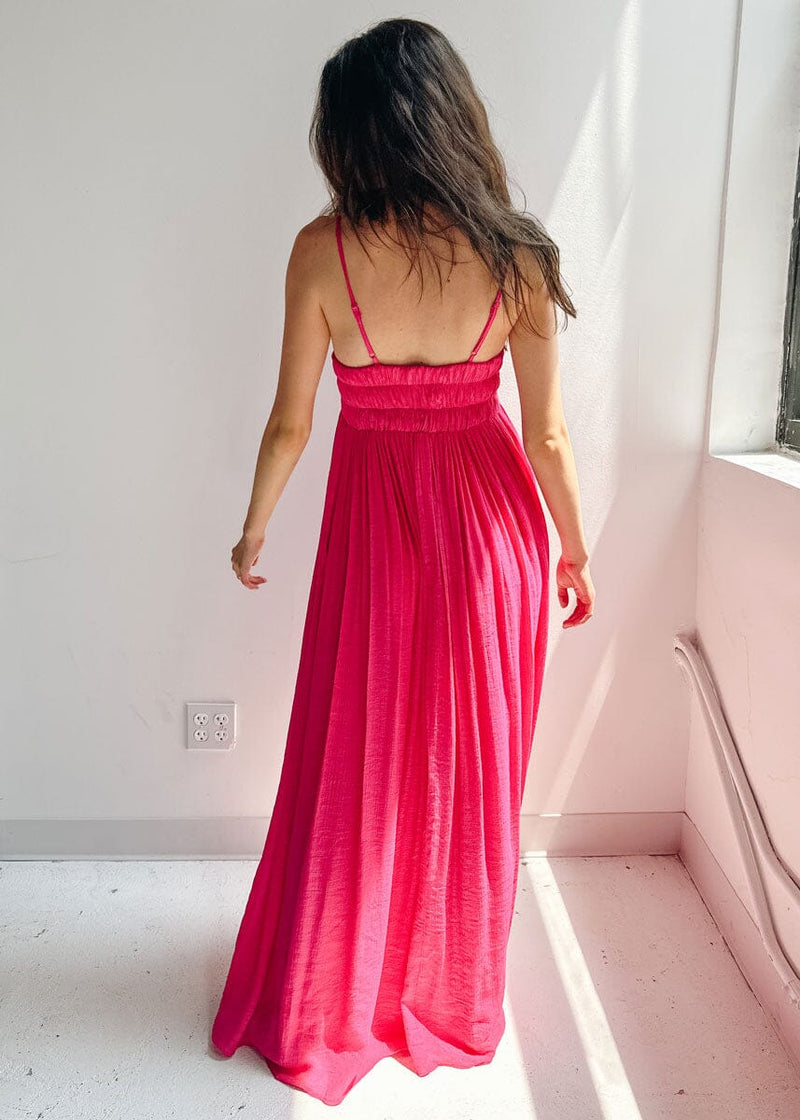Harmony Crinkle Maxi Dress - Hot Pink