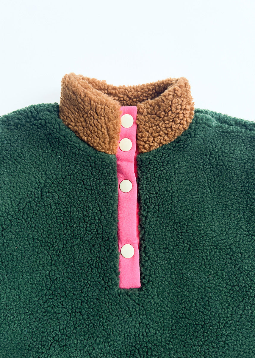 Color Block Fleece Pullover - Pink