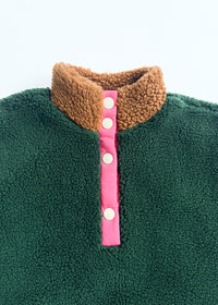 Color Block Fleece Pullover - Pink