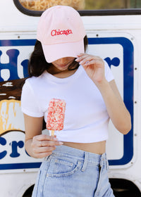Chicago. Dad Hat - Pink & Red