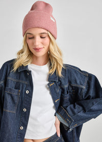 Adult Mad Hatter Ribbed Knit Beanie - Heather Pink