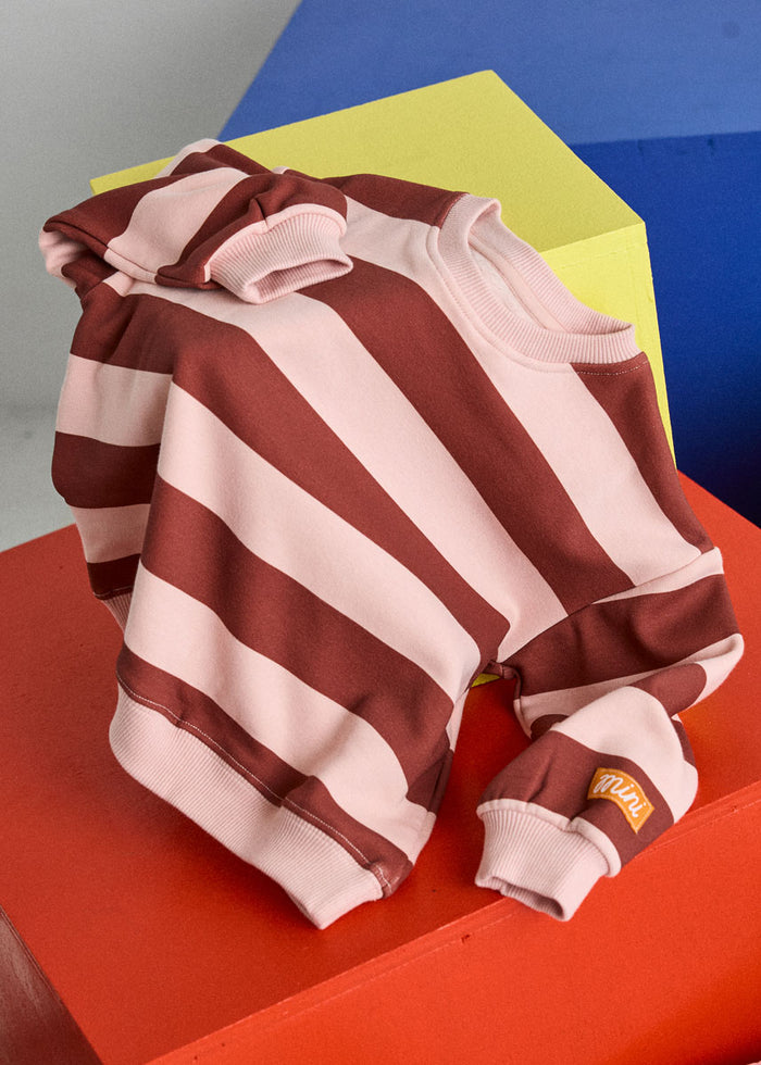 Striped Sweatshirt - Burgundy & Pink