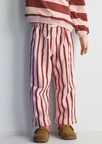 Striped French Terry Pant - Pink & Burgundy