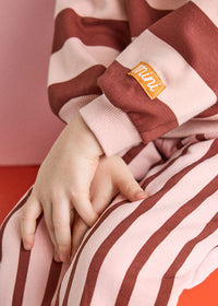 Striped Sweatshirt - Burgundy & Pink