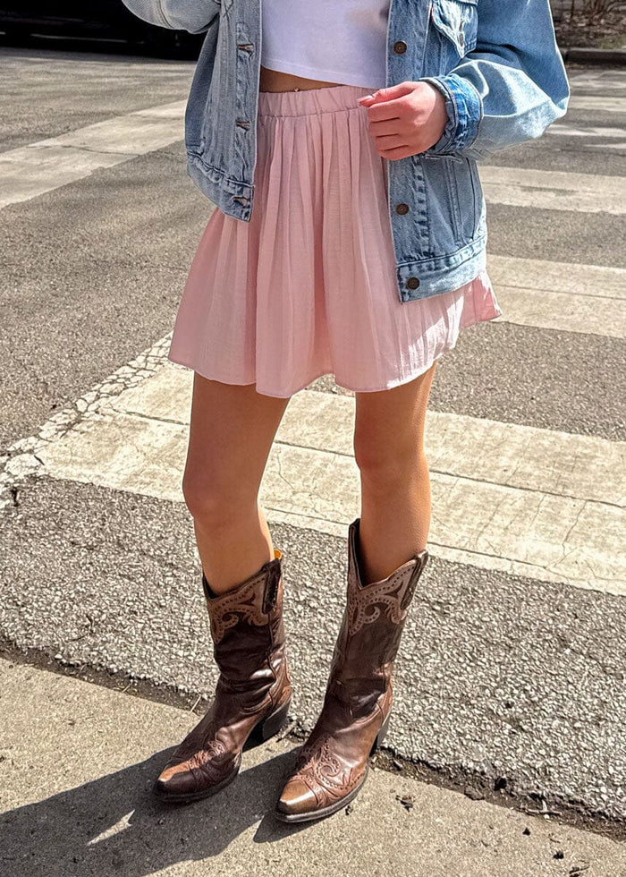 Aria Pleated Mini Skirt - Pink