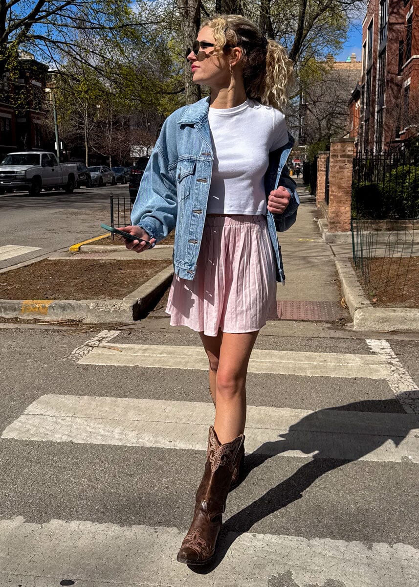 Aria Pleated Mini Skirt - Pink