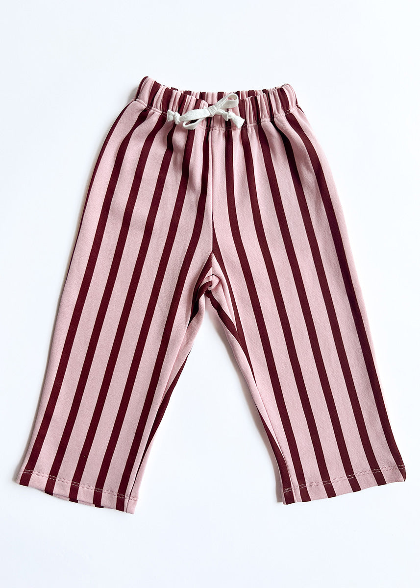 Striped French Terry Pant - Pink & Burgundy