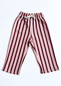 Striped French Terry Pant - Pink & Burgundy