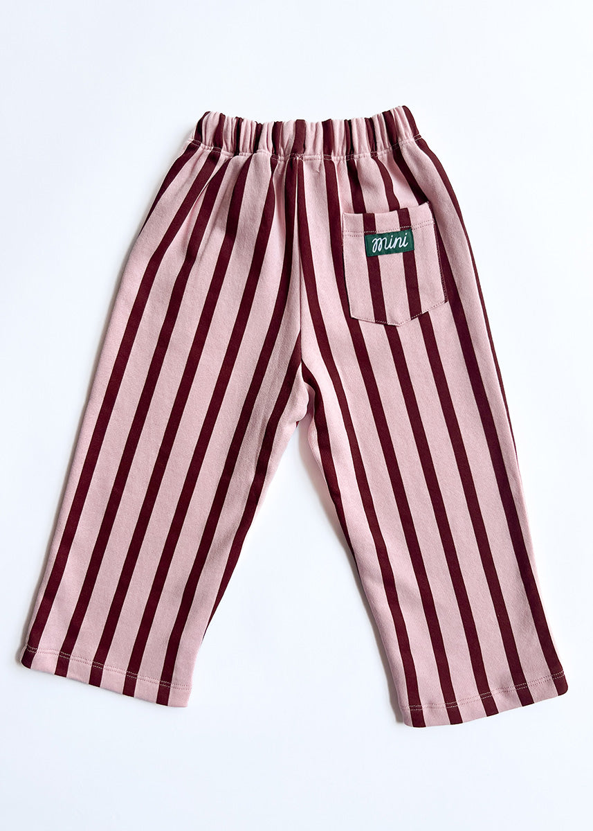Striped French Terry Pant - Pink & Burgundy