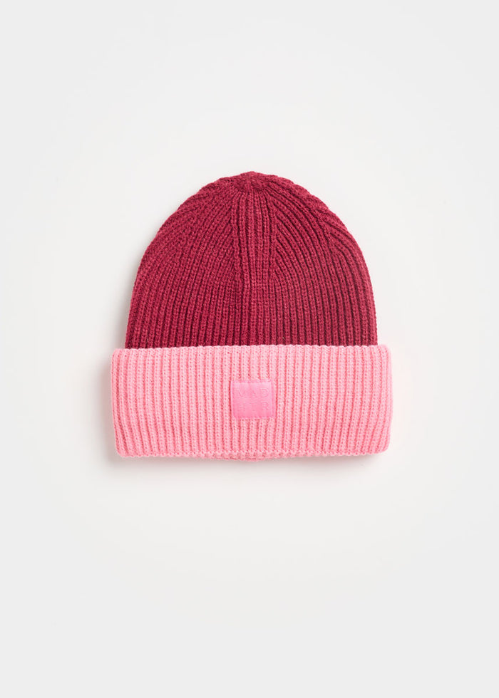 MAD HTR Two-Tone Beanie - Youth - Burgundy & Sachet Pink