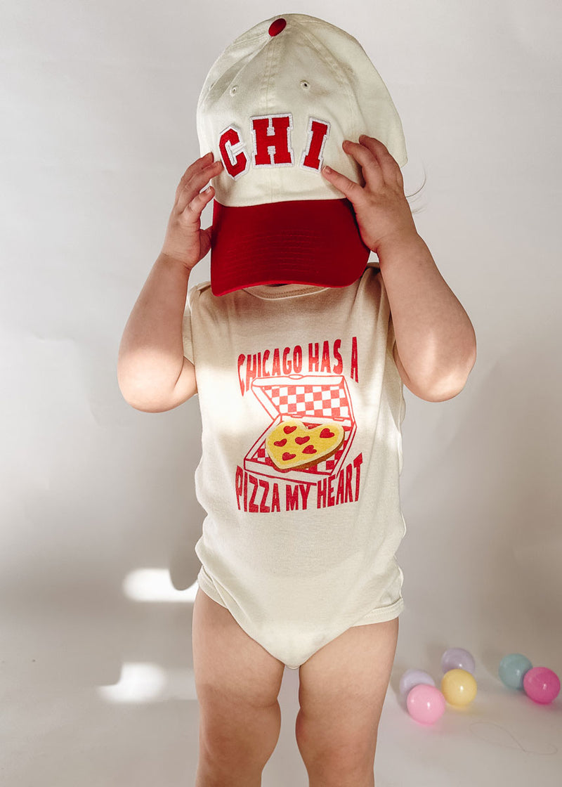 Chicago Has a Pizza My Heart Onesie - Natural