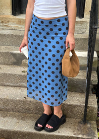 Sheer Dot Midi Skirt - Blue