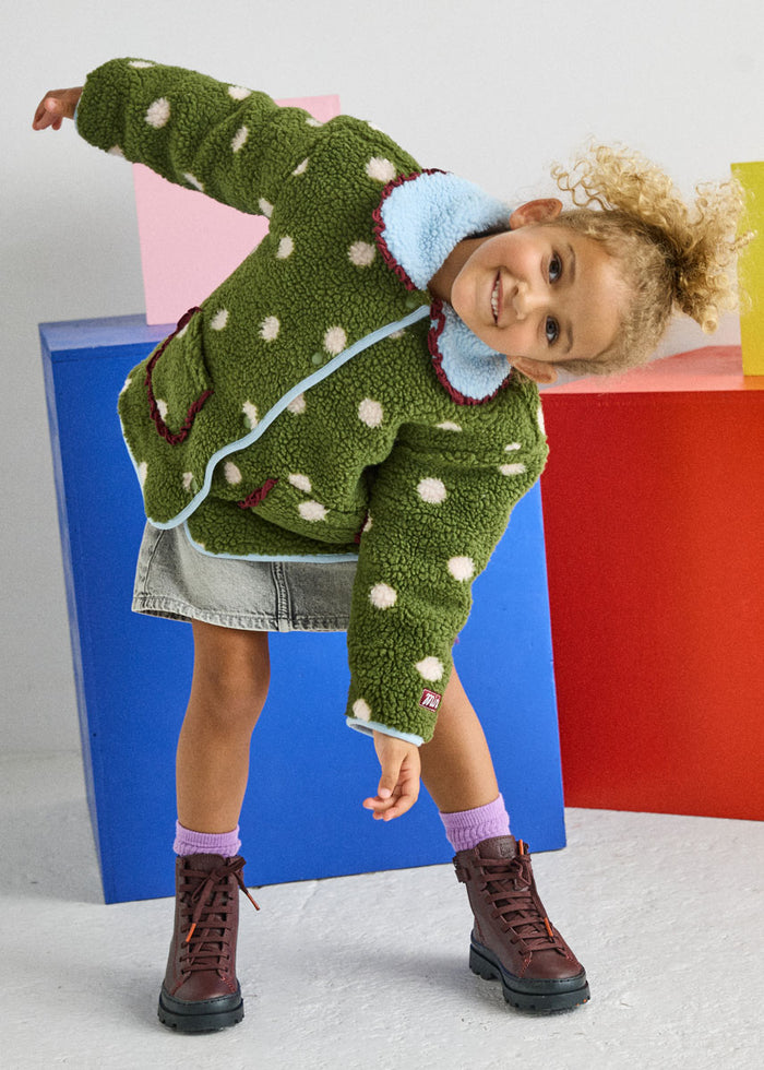 Polka Dot Printed Fleece Jacket