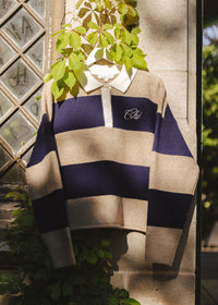 Chi Script Rugby Sweater - Tan & Navy