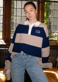 Chi Script Rugby Sweater - Tan & Navy