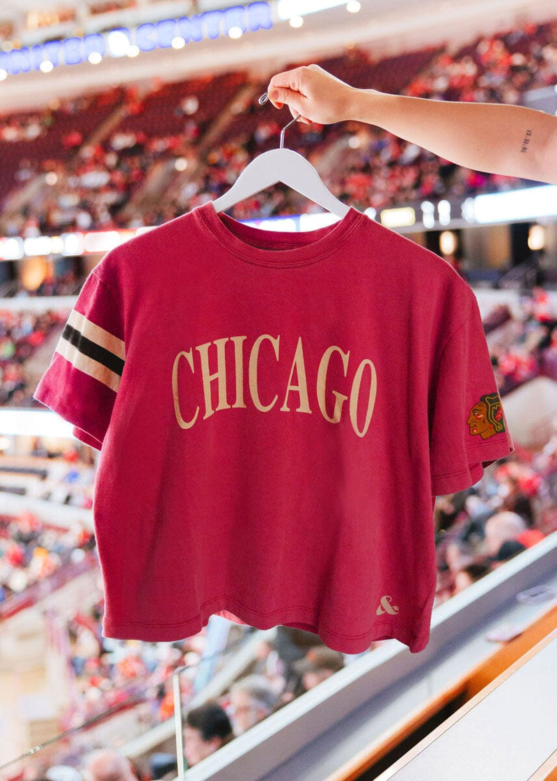 Blackhawks Boxy Crop Tee - Red