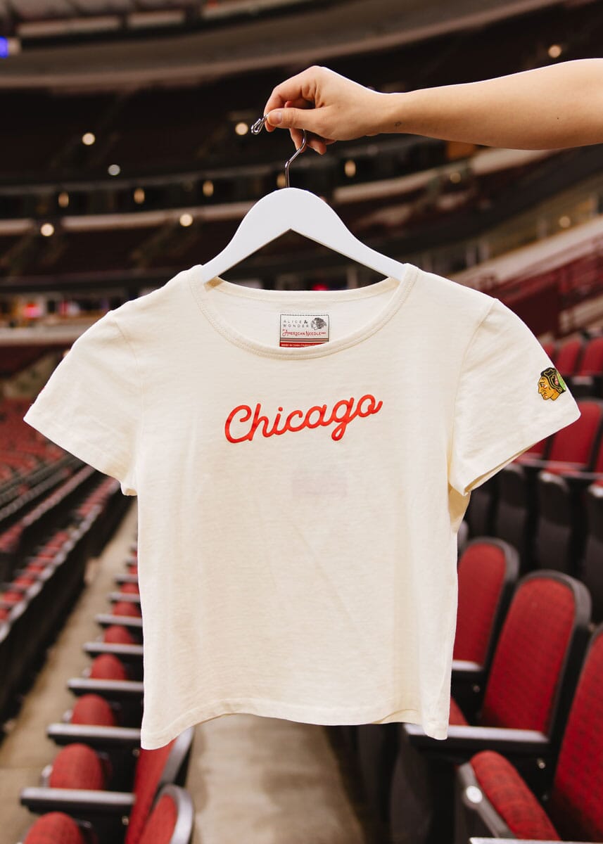 Blackhawks Script Baby Tee - Cream