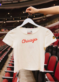 Blackhawks Script Baby Tee - Cream