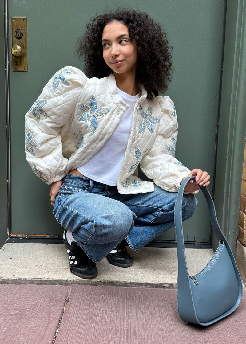 Lucienne Quilted Floral Patchwork Jacket - Vanilla Cream