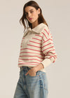 Villa Half Zip Stripe Sweater - Red Pepper