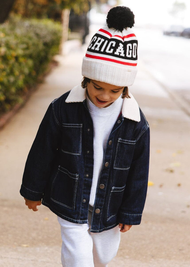 Youth Mad Hatter Chicago Varsity Beanie - Black & Red