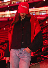 Chicago Blackhawks Wide Whale Cord Baseball Cap - Red