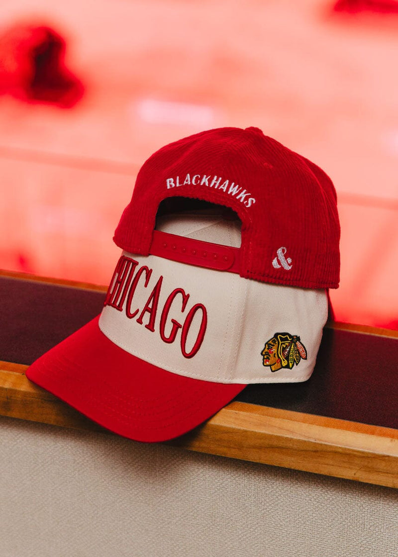 Chicago Blackhawks Wide Whale Cord Baseball Cap - Red