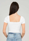 Stacy Short Sleeve Square Neck Top - White
