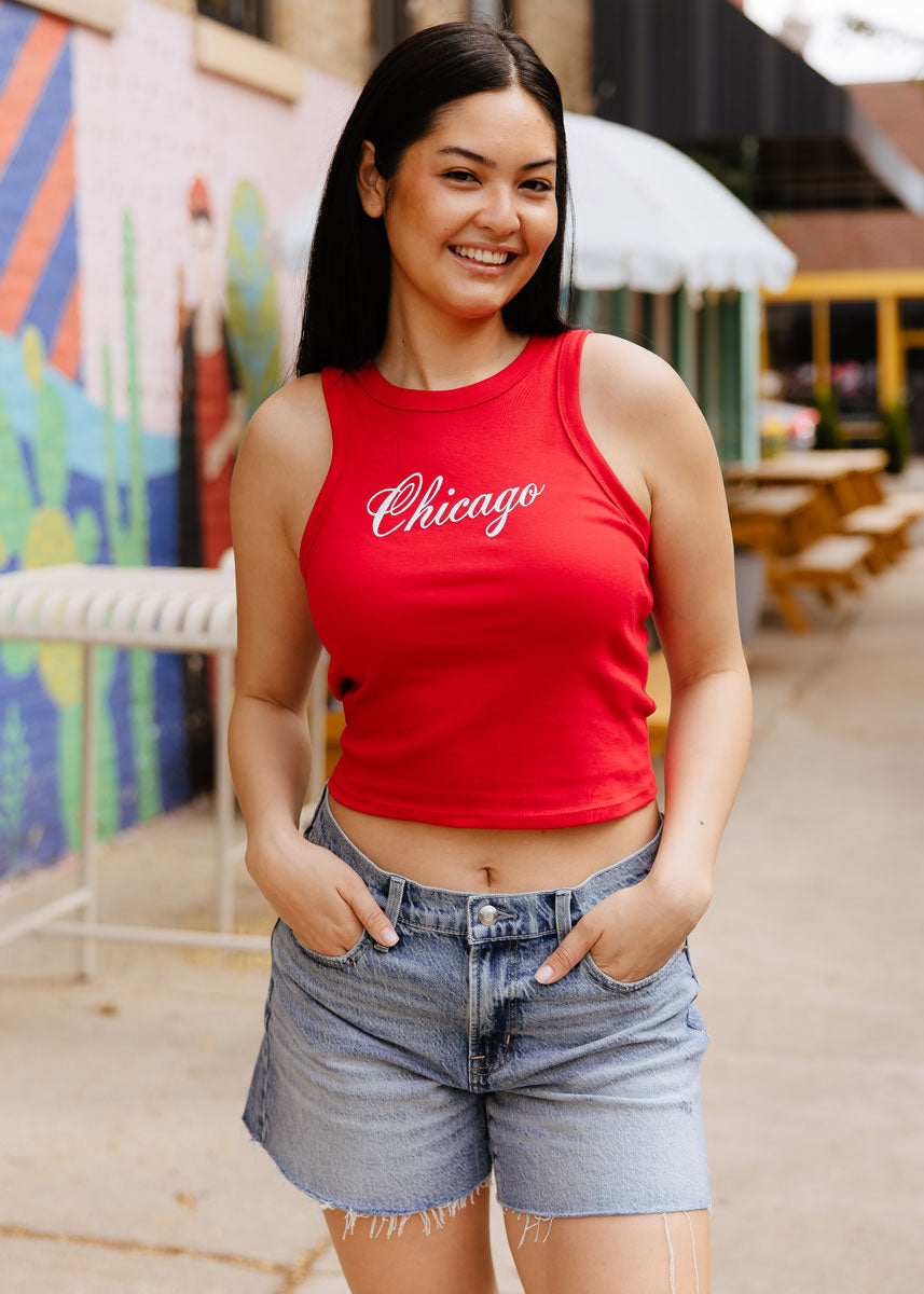 Chicago Script Racer Tank - Red