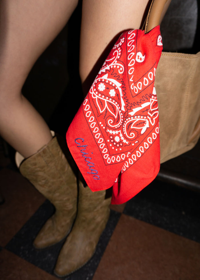 Chicago Stitch Embroidered Bandana - Windy City Red