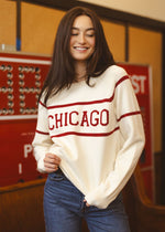 Chicago Varsity Stripe Sweater - Scarlet