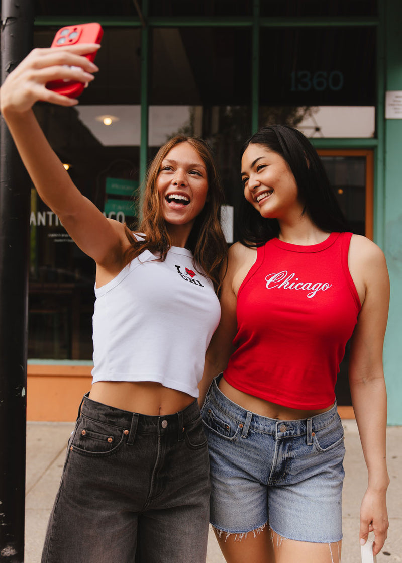 Chicago Script Racer Tank - Red