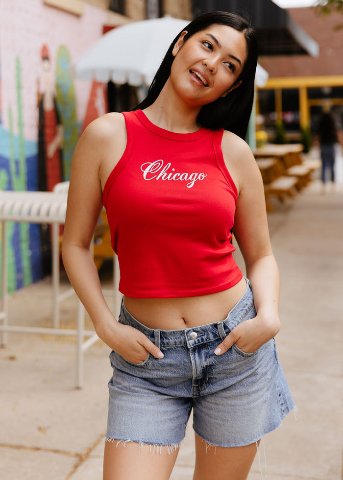 Chicago Script Racer Tank - Red