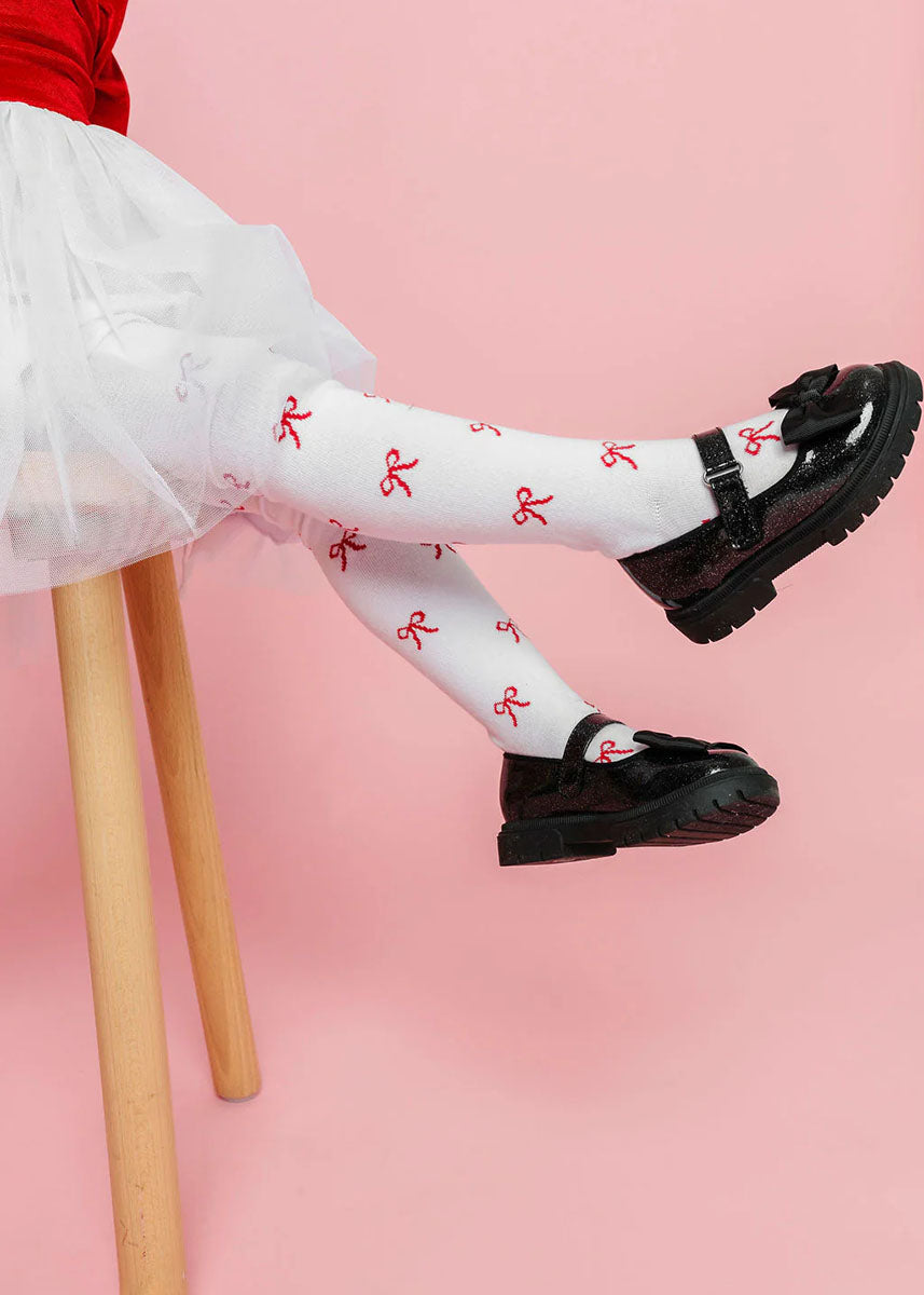 Red Bow Knit Tights