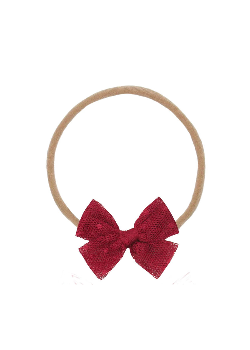 Small Tulle Bow Headband - Red Dot