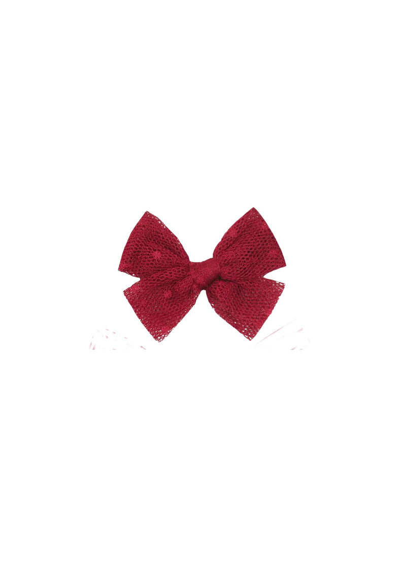 Small Tulle Bow Clip - Red Dot