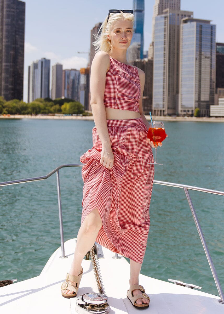 Jamie Midi Skirt - Red Gingham