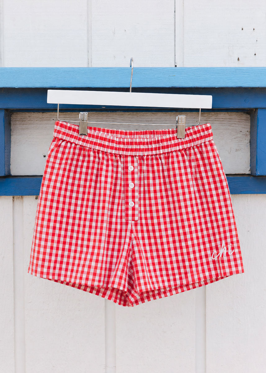 Chi Script Gingham Short - Red