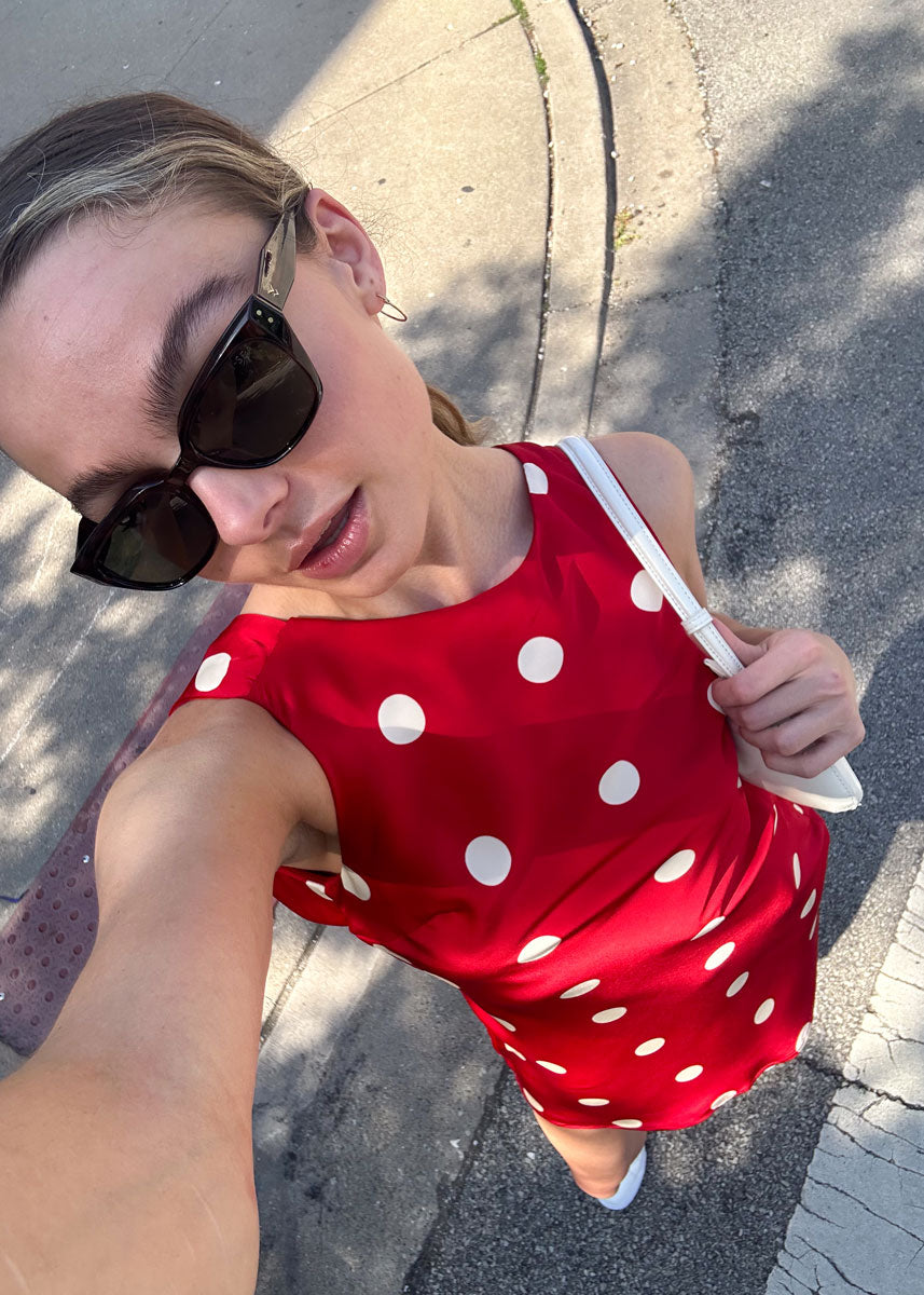 Wynn Polka Dot Mini Dress - Cherry