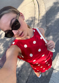 Wynn Polka Dot Mini Dress - Cherry
