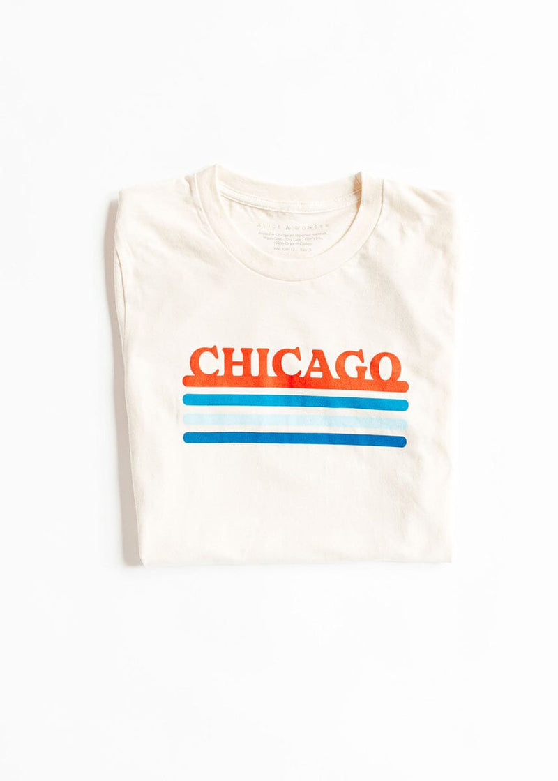 Chicago Retro Stripe Tee - Red & Blue Combo