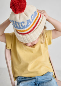 Toddler Mad Hatter Chicago Pom Beanie - Retro Red Multi