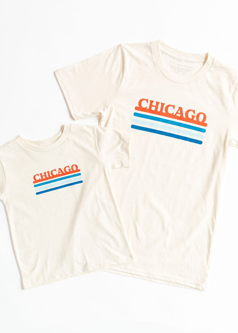 Chicago Retro Stripe Youth Tee - Red & Blue Combo