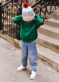 Youth Mad Hatter Chicago Pom Beanie - Retro Red Multi