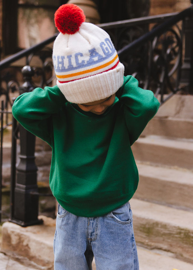 Youth Mad Hatter Chicago Pom Beanie - Retro Red Multi