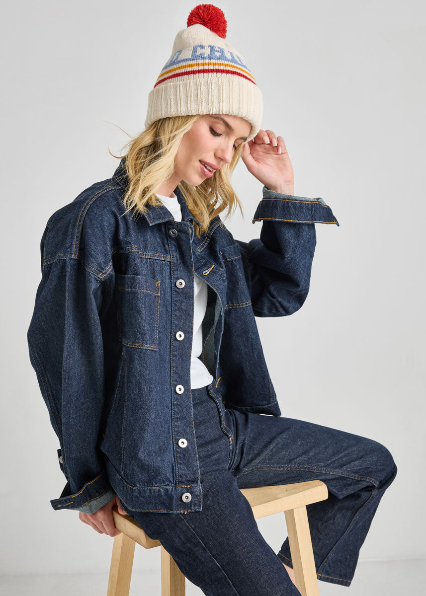 Adult Mad Hatter Chicago Pom Beanie - Retro Red Multi