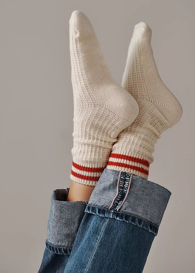 Jackson Cozy Stripe Socks - Classic Red